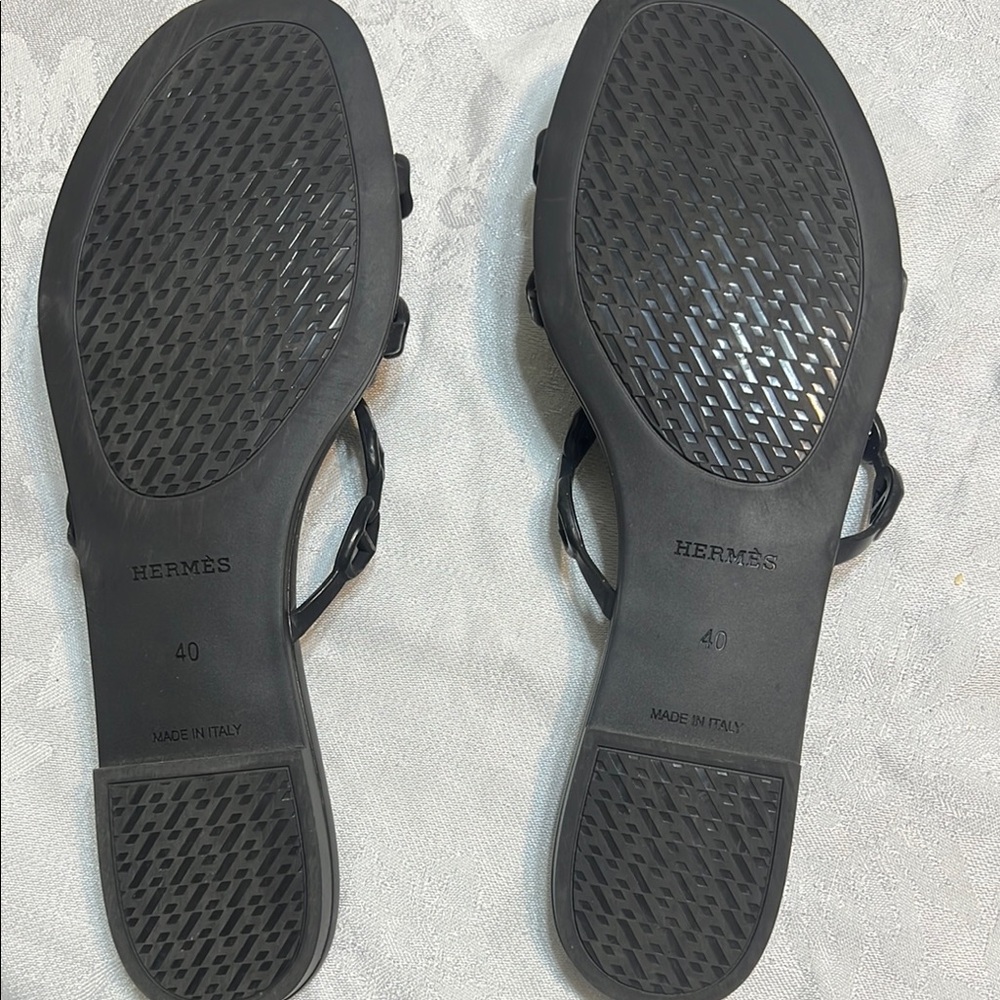 Hermès Rivage Black Slippers Black Size 10 - Picture 4 of 6